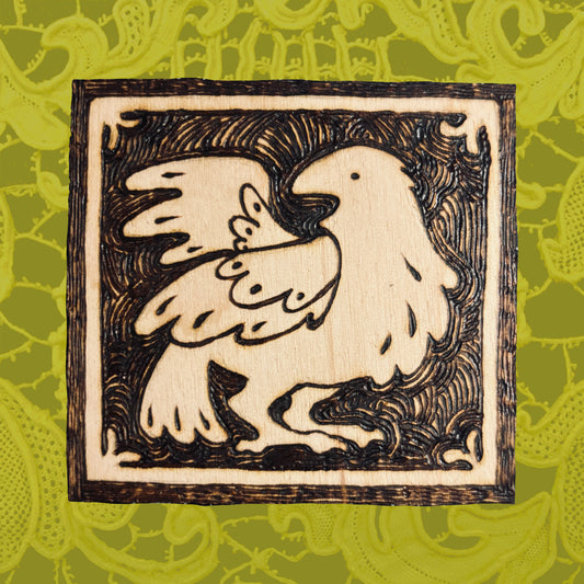 Curious Crow - Woodburnt Plaque