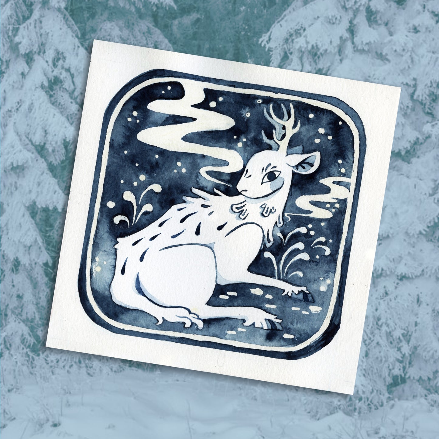 Snowy Stag - Print